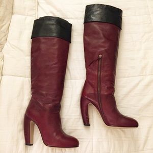Miu Miu Burgundy Leather Boots